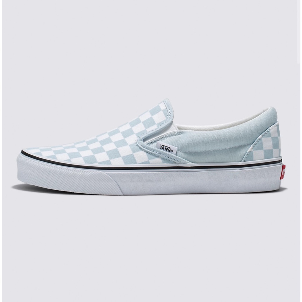 Women’s baby blue checkered Vans. Size 9. Never worn.